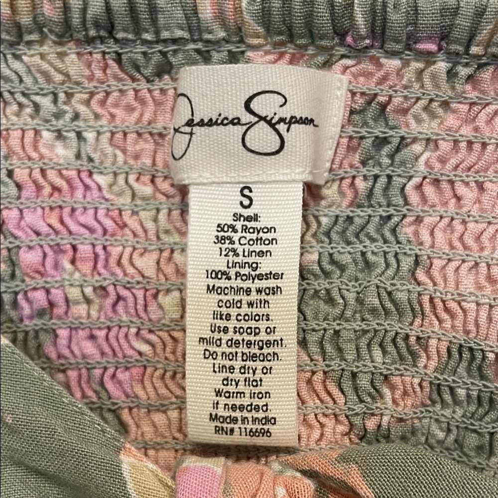 Jessica Simpson Floral Mini Dress in Pink and Green - Picture 2 of 3